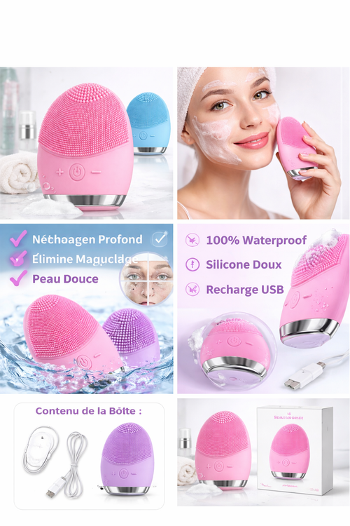 Brosse Nettoyante Visage Silicone Électrique – Nettoyage Profond & Peau Éclatante